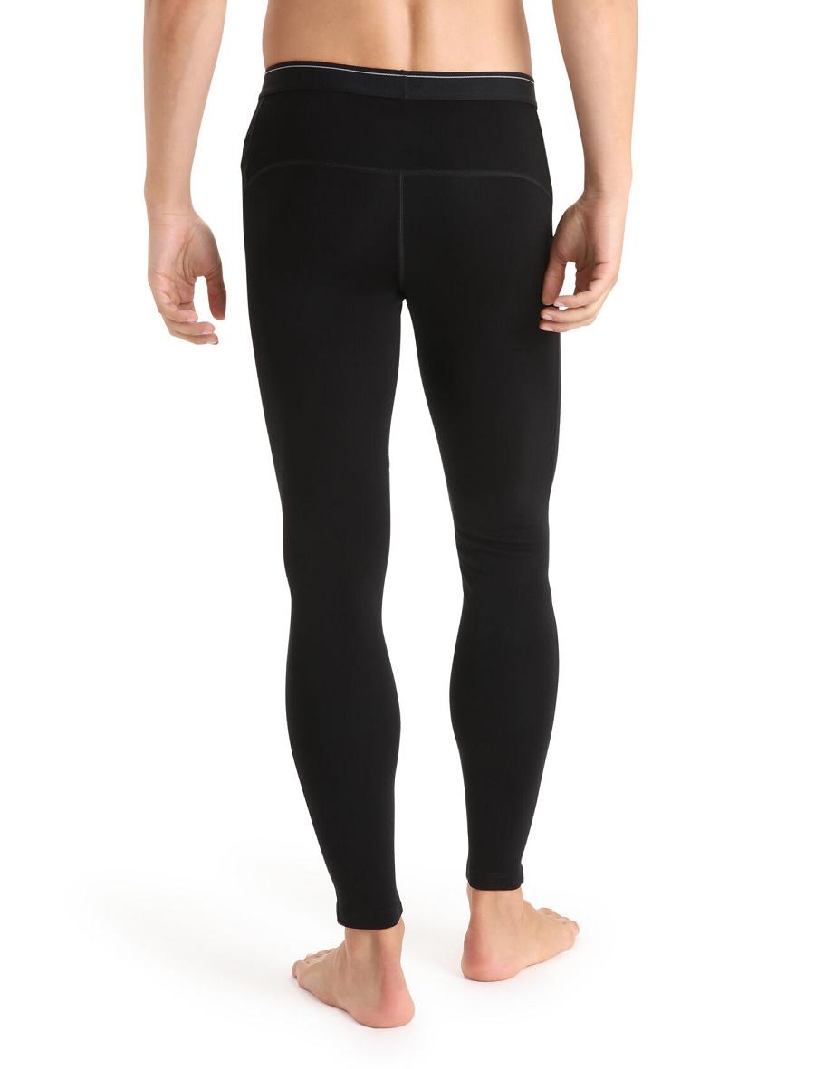 Men's Icebreaker 15.5 Merino Thermal Leggings Base Layers Black | CA 1593OKIR